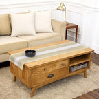 Solino Home 100% Linen Table Runner, 14 x 60 in, White and Khaki Striped by SolinoHome