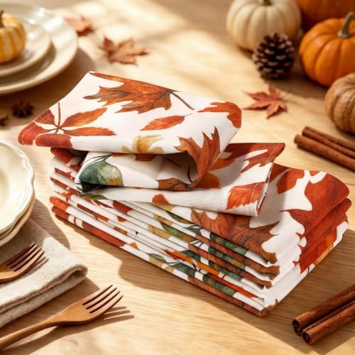 Kochorie 12 Pack Thanksgiving Napkins 18 x 18'' Autumn Maple Leaf Printed by Kochorie
