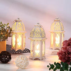 Potchen 12 Pcs Moroccan Lanterns White Candle Lantern Holders, 2.7" x 6.3" - Image 7