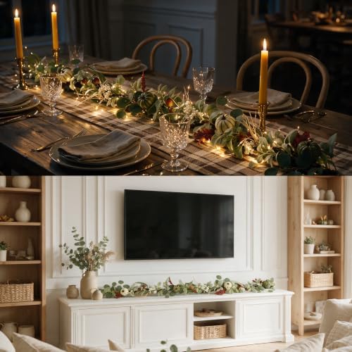 6FT Fall Garland with Lights for Thanksgiving Mantel Decor for Fireplace - Image 6