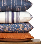 Floral Boho Decorative Throw Pillow Covers, Set of 4, 18x18 Inch Navy Blue Earth Tone Patterned Accent Pillow Covers - Image 3