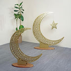 iwa concept Metal Crescent Islamic Decor, Moon and Star Ramadan Art, Islamic Table Top Decoration Gift for Muslims in Ramadan Eid (102 x 86 cm | 40.2 x 33.9 inches | Large) - Image 5