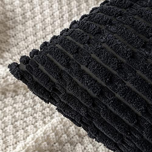 MIULEE Euro Sham Corduroy Decorative Throw Pillow Covers 24x24 Black - Image 5