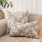 2 Pack French Floral Throw Pillow Covers 24x24in, Black/Cream - Image 4