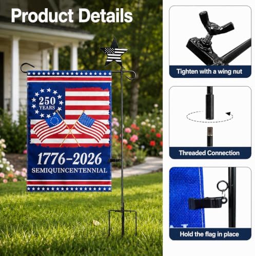 Garden Flag Holder Stand,Yard Flag Pole for 12x18in Flags - Image 6
