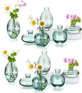 Glass Bud Vases Set of 12, Hewory Cute Green Small Vases Handmade, Mini Glass Flower Vase for Floral Arrangement, Tiny Centerpiece for Home Office Wedding Party Events Table Decor (Not Include Flower) by Hewory