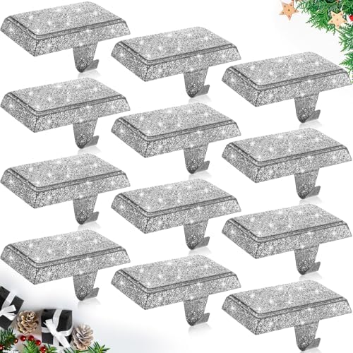 Huwena Metal Christmas Stocking Holders Shiny, Stylish, Silver, 4 Pcs by Huwena