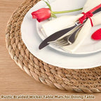 13.5" Woven Placemats Set of 10, Round Rattan Table Mats - Image 5
