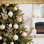 66 Pcs Champagne Christmas Glitter Picks and Sprays - Image 4