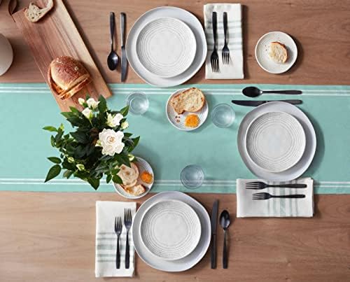 Smile Sunflower Light Teal Table Runner, Burlap Table Runners 120 inches Long,Farmhouse Style Solid Color Table Runner for Wedding Holiday Party Dinner,Dresser Scarf Decor - Image 3