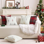 MIULEE Christmas Decorative Faux Fur Pillow Covers 20x20 Inch White Gold - Image 2