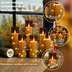 Nimiko Flickering Flameless LED Candles,Battery Operated Candles 24 Pcs with Embedded Star String,Acrylic LED Pillar Candles with Remote,Suitable for Home Decoration to Create an Atmosphere (Grey) - Image 3