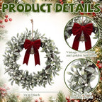 13 Inch Snowing Christmas Mistletoe Wreath, Christmas Door Decor - Image 2