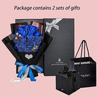 EIGHTOWN Roses Bouquet Artificial Flower - Preserved Blue Rose Flowers with Love Necklace for Her - Unique Gifts Valentine's Day, Mother's Day, Thanksgiving, Birthday, Anniversary - Image 2