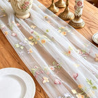 3 Pcs Floral Table Runner 10ft Embroidery Soft Flower Tulle - Image 6