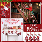 50 Pcs Mini Christmas Stocking Bulk 7" Buffalo Plaid, Red, Word - Image 4