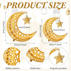Qinyoung Ramadan Moon Star Tray, 2 Pcs Gold Metal Serving Tray, Eid Mubarak Dessert Trays, Islamic Themed Home Decoration, 2 Sizes, Sturdy, Suitable for Special Occasions - Image 2
