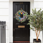 24 Inch Spring Easter Eggs Wreath with Lamb Ears Leaves for Front Door, Glitter Eggs Green Leaves Door Wreath with Berries for Indoor and Outdoor, Easter Egg for Home Decor - Image 4
