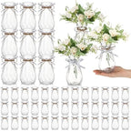 Bokon Small Plastic Bud Vases Bulk with Ribbon for Wedding, Clear, 48 Packs by Bokon