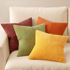 MIULEE Fall Yellow Orange Rust Throw Pillow Covers 18x18 Inch 4 Packs Boho Farmhouse Decorative Color-Clash Pillow Cases Soft Cushion Cases for Couch Sofa Bed Corduroy Striped Home Decor - Image 3