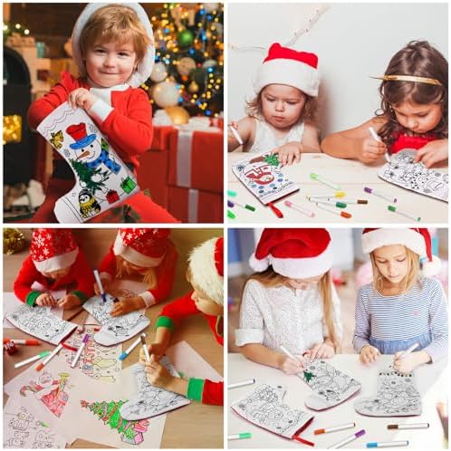 Zhanmai 24 Pcs Color Your Own Christmas Stocking Kit, Snowman - Image 4