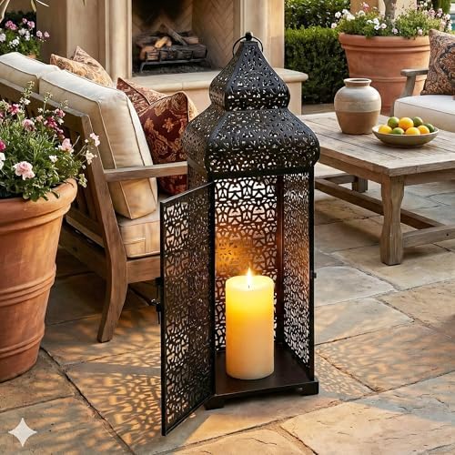 Vela Lanterns Decorative Indoor Moroccan Floor Candle Holder, Black, XL - Image 7