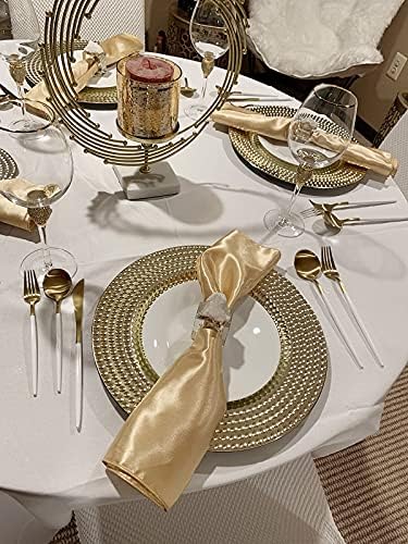 AMOYSTONE White Quartz Napkin Rings Glass Base Dining Table Decor - Image 4