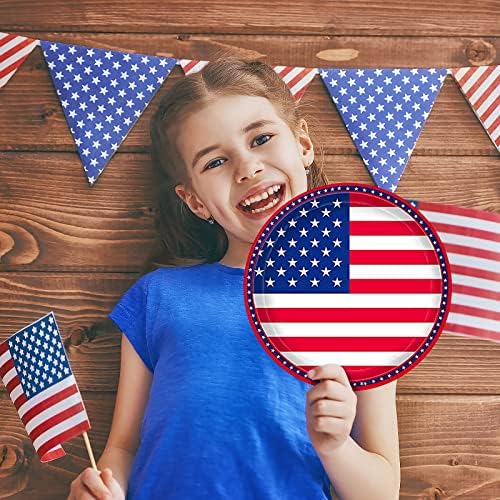 Gatherfun American Flag Patriotic Party Supplies Disposable Napkins and Paper Plates for Veterans Day Election Day 4th of July Independence Day Decorations, Serve 50 - Image 3