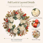 20 Inch Cream Hydrangea & Berry Fall Wreath for Front Door - Image 2