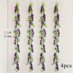 dallisten Wisteria Artificial Flowers Garland, 4Pcs 7.2Ft/Piece Silk Fake Wisteria Vine Kit, Hanging Flower for House Outdoor Garden Ceremony Outside Wedding Arch Floral Decor (4, Purple) - Image 4