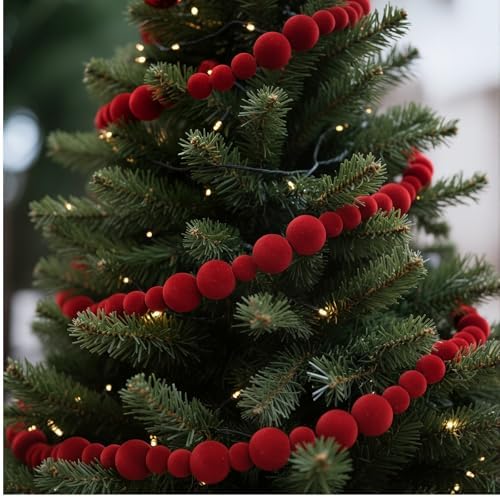 Canlierr 6 Feet Christmas Velvet Bead Garland Flocking Christmas Tree Ornaments Plush Spacer Ornament Xmas Garland Hanging Beads for Xmas Decoration Supplies(Burgundy) by Canlierr