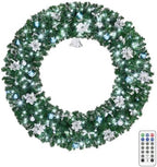 VINGLI 60" Large Pre Lit Christmas Wreath with 220 LED Lights, Blue Silver - Image 7
