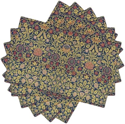 Retro Bohemian William Morris Plant Floral Placemats, Abstract Vintage Country Floral Leaf Print Table Mats, Tabletop Dining Room Kitchen Decoration 18" L x 12" W *6 PCS by GoDazzling
