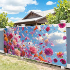 7 * 16FT Summer Garage Door Cover Decorations Sunset Palm Trees Garage Door Banner for Outdoor Indoor Summer Party Photography Backdrop (spring flower, 7 * 16 ft) - Image 5