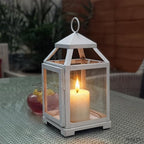 Hosley Set of 2 Clear Glass and Iron White Color Farmhouse Classic Style Lantern 12 Inch High Ideal Gift for Weddings Bridals Special Occasions Parties Aromatherapy and Spa Settings O4 - Image 6
