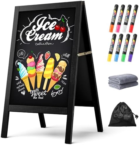 Chezerra A Frame Chalkboard Sign, 40"x20", Black by Unknown