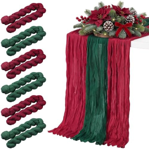 6 Pcs Christmas Cheesecloth Table Runner 118" by Windkream