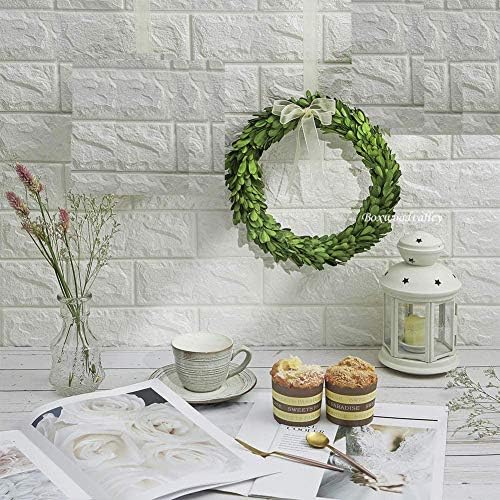 Boxwood Wreath 10" Mini Country Manor Wreath with Silk Ribbon Green Decor for Home, Farmhouse - All Seasons Wreath Christmas Wreath - Image 4
