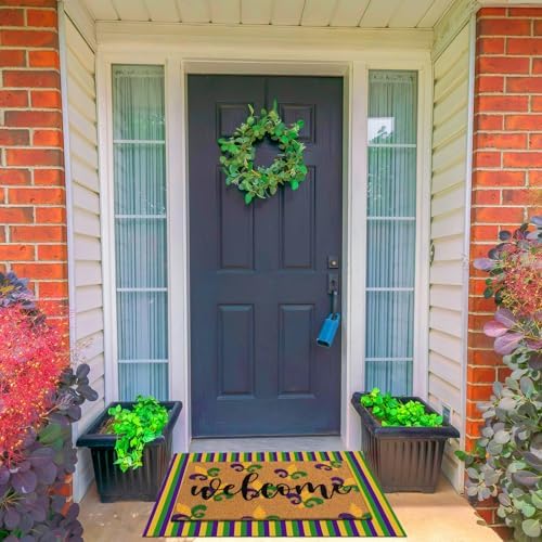 Tinideya 2 Pcs Mardi Gras Layered Welcome Mat for Front Door - Image 5
