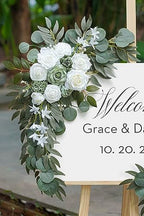 Olalaka 2-Pack Sage Green & White Wedding Flower Swag Set, Large: 35.43"L x 14.56"W, Small: 24.80"L x 12.99"W, Artificial Flowers for Wedding Arch, Ceremony, Table Centerpieces, Wall Hanging - Image 4