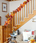DearHouse 6 Pack Fall Garland Maple Leaf Clearance, 5.9Ft/Piece Hanging Vine Artificial Autumn Garland Thanksgiving Decor for Home Wedding Fireplace Party Christmas (Brown) - Image 4