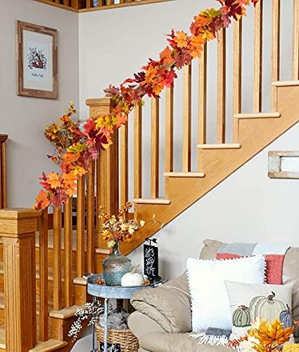 DearHouse 6 Pack Fall Garland Maple Leaf Clearance, 5.9Ft/Piece Hanging Vine Artificial Autumn Garland Thanksgiving Decor for Home Wedding Fireplace Party Christmas (Brown) - Image 4