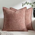 DEZENE Pack of 2 Dusty Pink Decorative Throw Pillow Covers 22x22 Cozy Soft Chenille Accent Vintage Square Couch Pillow Covers for Home Decor Bed Sofa Living Room by DEZENE