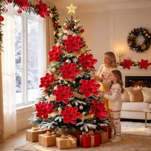 8PCS Large Christmas Magnolia Flowers for Christmas Tree Wreath - Image 3