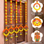 Suncalla 5 Pcs 5 ft Diwali Marigold Garland for Pooja Decor, Orange Yellow - Image 3