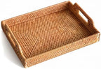 Rattan Serving Tray, Rectangle Woven Wicker Tray for Breakfast by S310