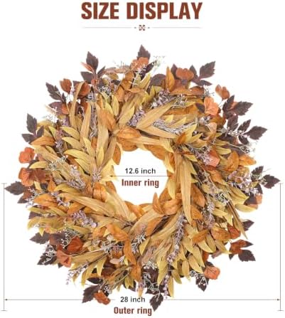 Agusbagli 28" Fall Wreath for Front Door with Eucalyptus & Cimicifuga - Image 6
