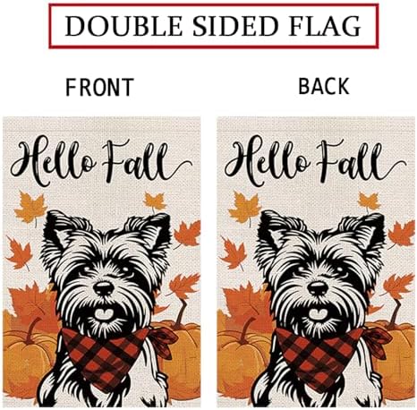 Seasonal Garden Flags Yorkie Double Sided Flags Set of 11 Holiday Farmhouse Indoor Outdoor Yard Lawn Christmas Gifts Decorations 12.5x18 Inch - Image 3