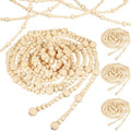 4 Pcs Christmas Tree Wood Bead Garland, 18 ft Each, Wood Color by Loetere