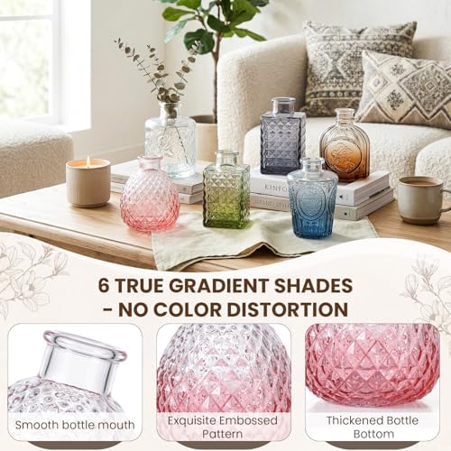 36Pcs Bulk Colored Glass Bud Vases Set,Mini Small Flower Vases for Wedding - Image 4